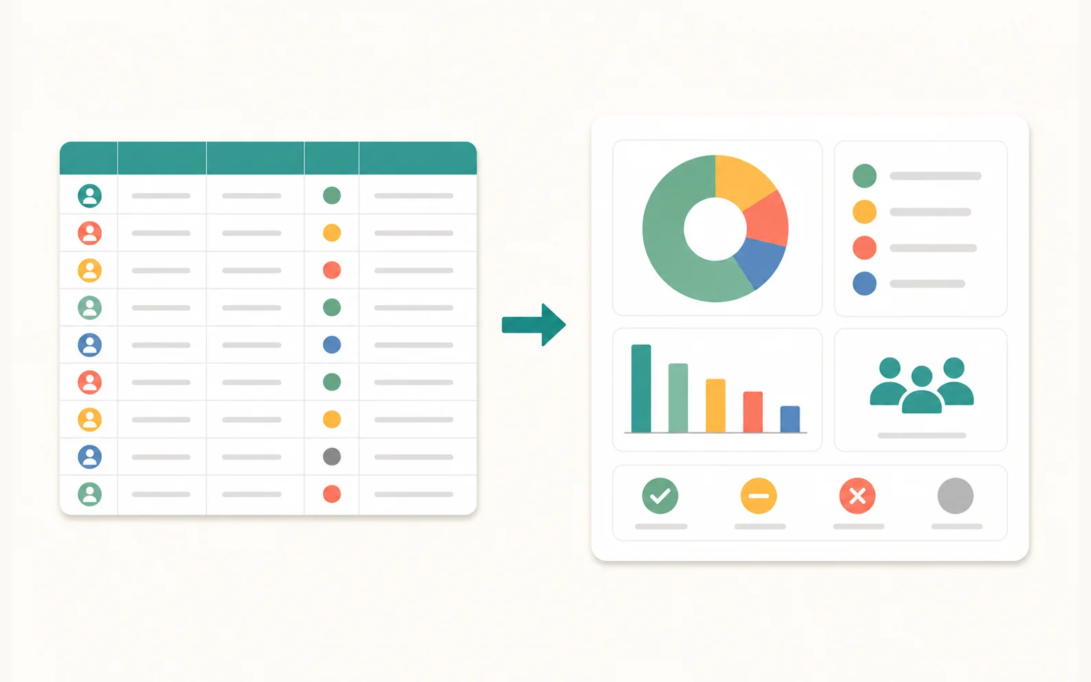 Simple RSVP website dashboard illustration with live guest counts and private invite links.
