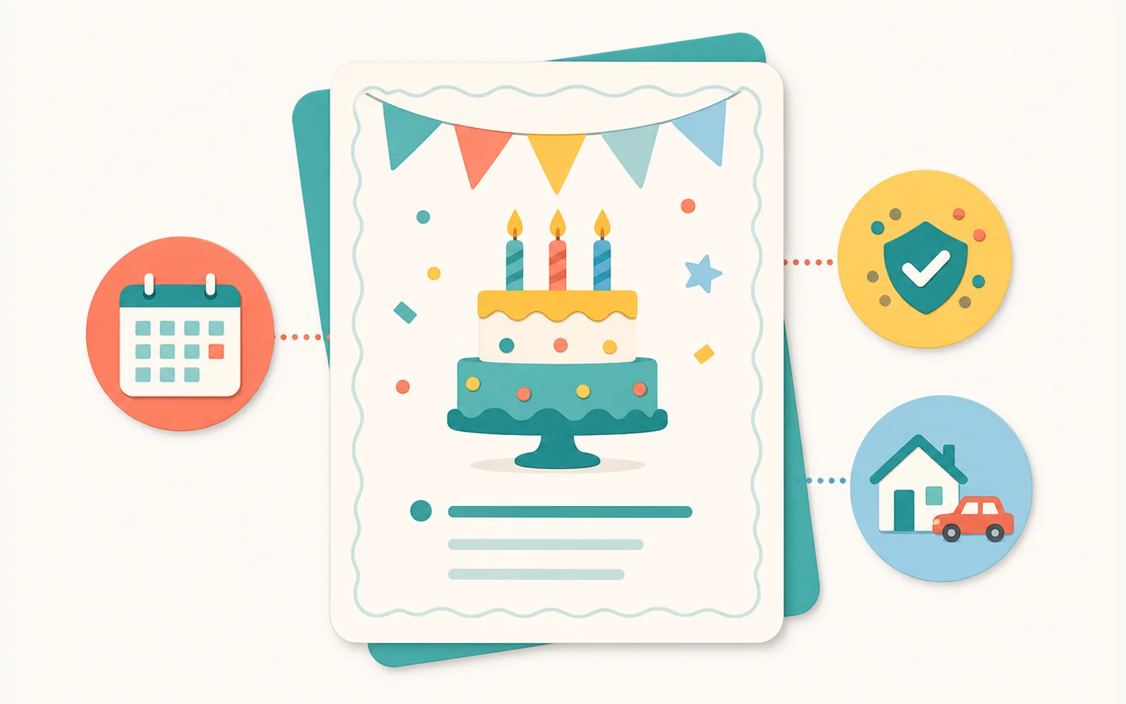 Birthday invitation with RSVP checklist illustration for parents.