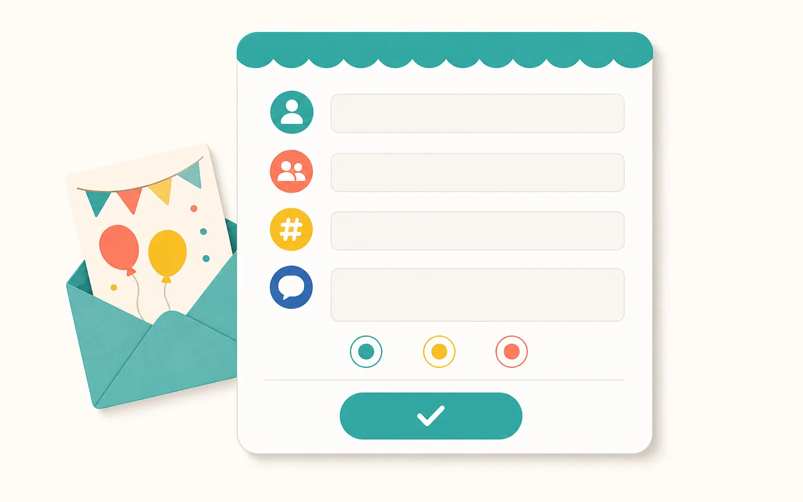 Simple Google Forms RSVP template illustration with five short fields.